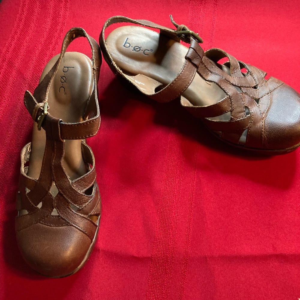 BOC Halloween School Girl Brown Leather Heeled Mary Jane Sandals Sz 8